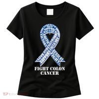 Fight Colon Cancer Resolve Support Faith Blue Ribbon Women's T-Shirt thumb 0