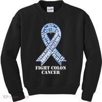 Fight Colon Cancer Resolve Support Faith Blue Ribbon Kids Sweatshirt thumb 0