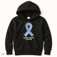 Fight Colon Cancer Resolve Support Faith Blue Ribbon Kids Hoodie thumb 0