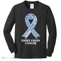 Fight Colon Cancer Resolve Support Faith Blue Ribbon Kids Long Sleeve Shirt thumb 0