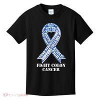 Fight Colon Cancer Resolve Support Faith Blue Ribbon Kids T-Shirt thumb 0