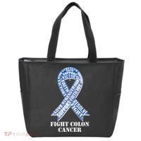 Fight Colon Cancer Resolve Support Faith Blue Ribbon Tote Bag thumb 0