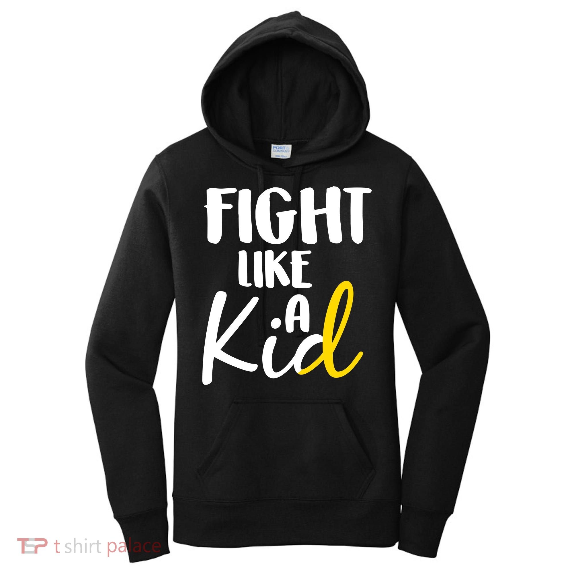 Fight Like A Kid Childhood Cancer Gold Ribbon Women's Hoodie