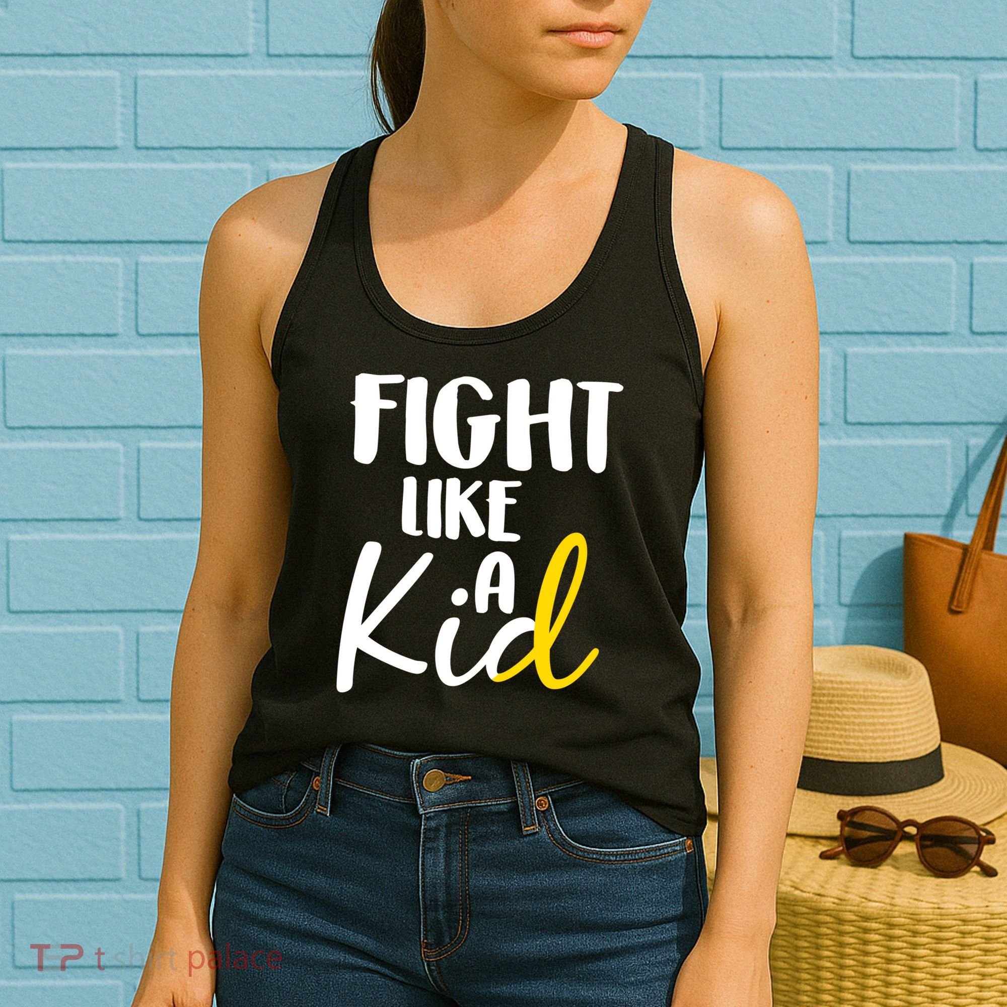 Fight Like A Kid Childhood Cancer Gold Ribbon Women's Tank Top