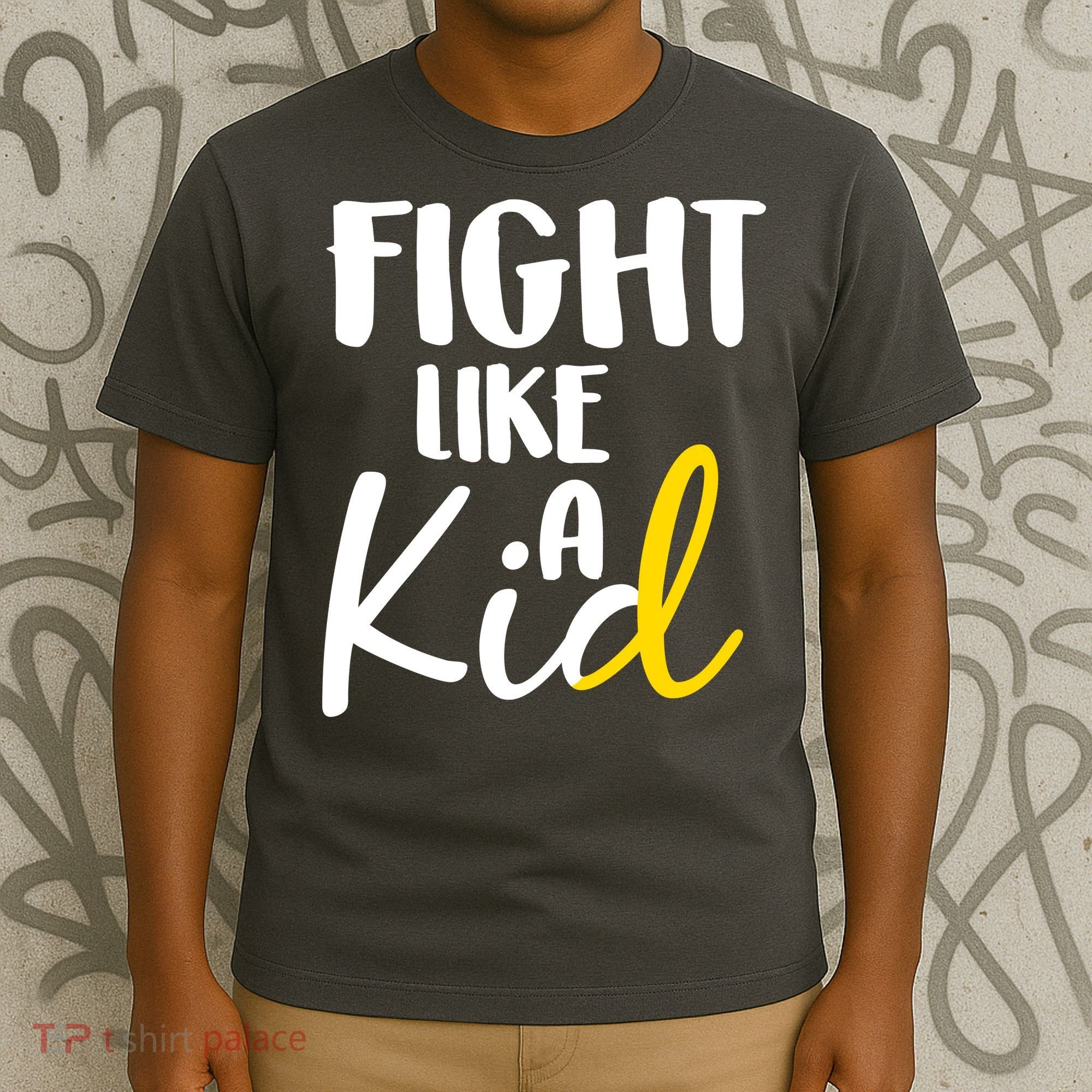 Fight Like A Kid Childhood Cancer Gold Ribbon T-Shirt