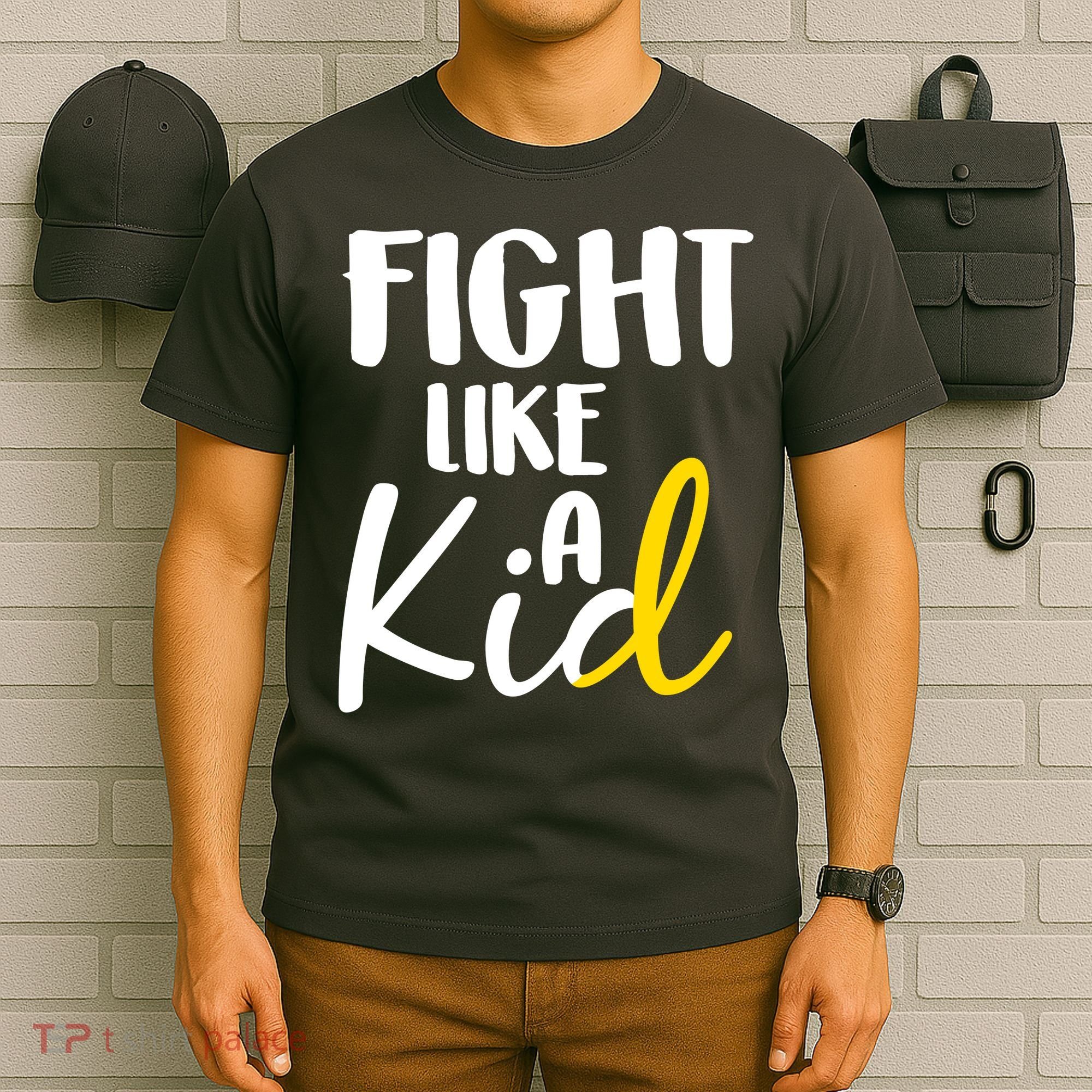 Fight Like A Kid Childhood Cancer Gold Ribbon T-Shirt