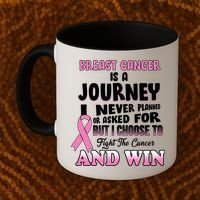 Fight The Journey And Win Breast Cancer Coffee Mug thumb 2