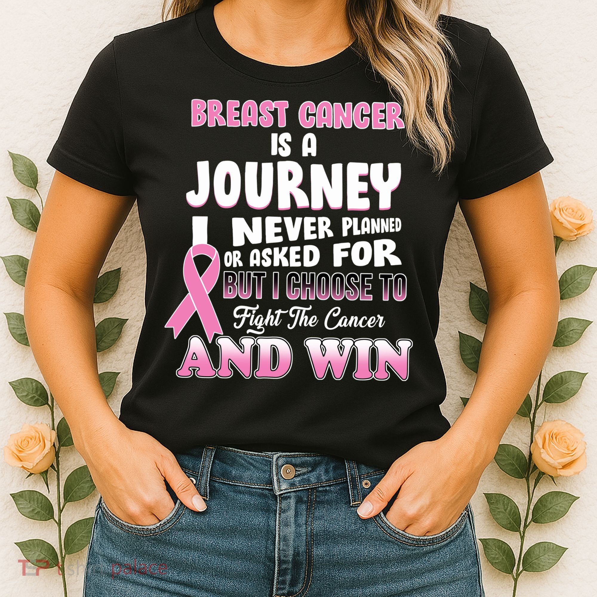 Fight The Journey And Win Breast Cancer Women's T-Shirt