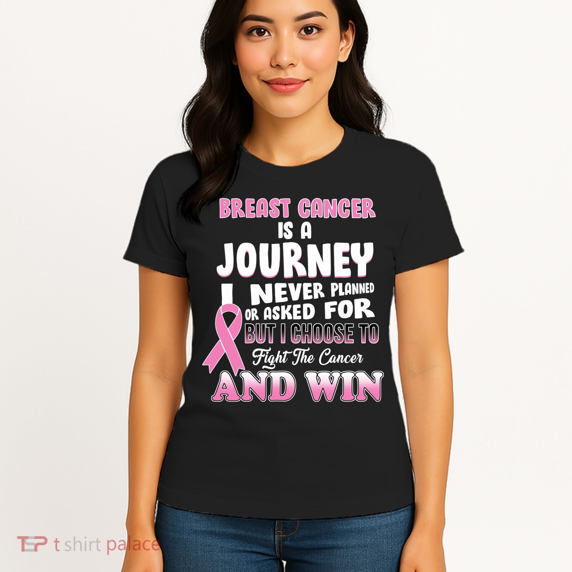 Fight The Journey And Win Breast Cancer Women's T-Shirt