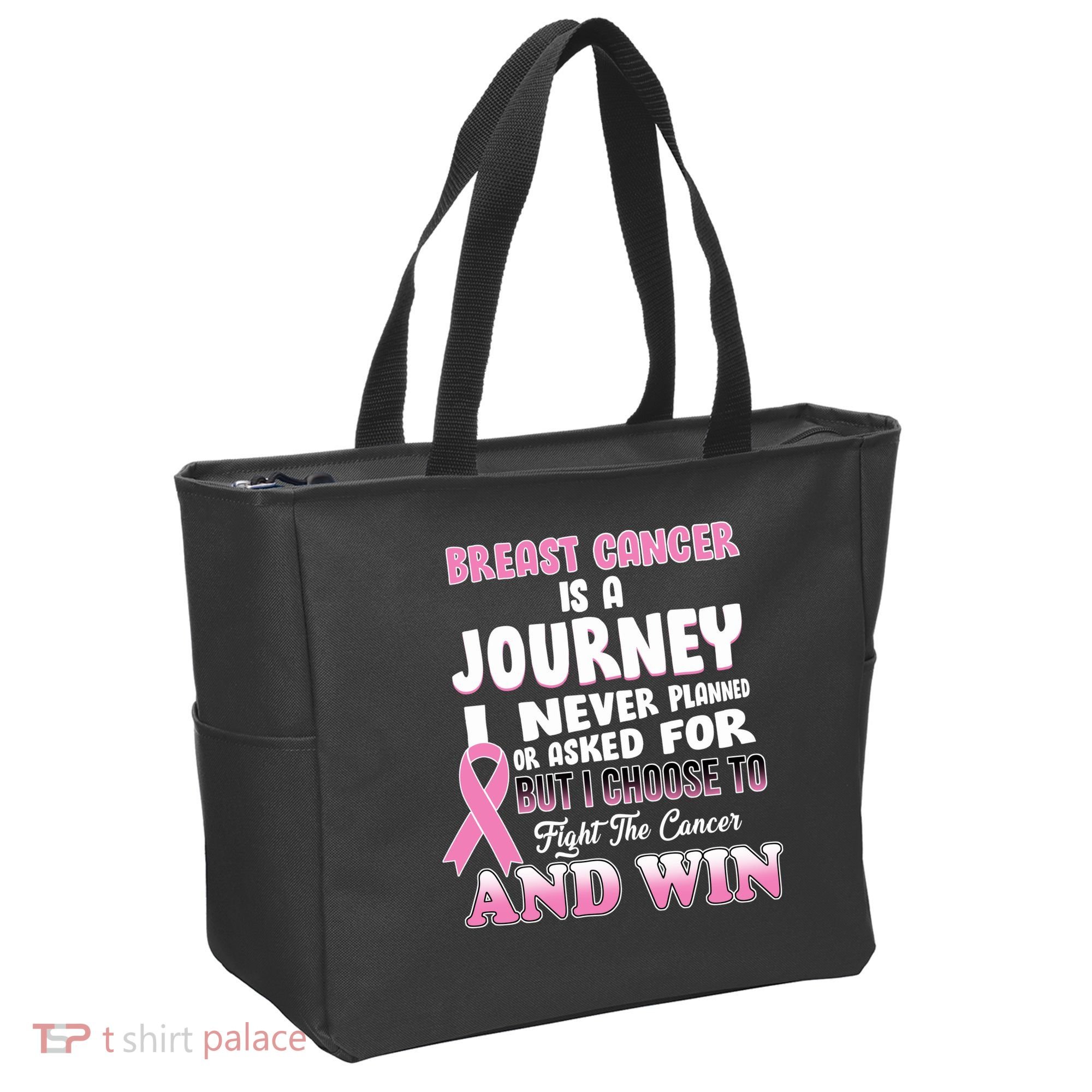 Fight The Journey And Win Breast Cancer Tote Bag