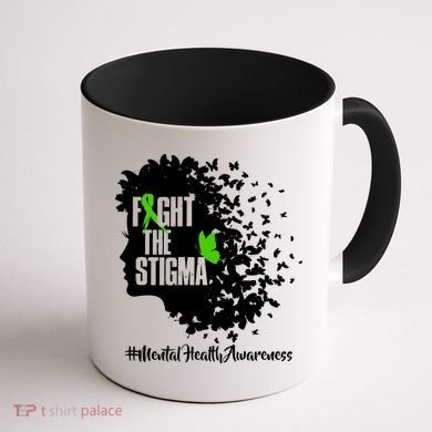 Fight The Stigma Butterflies Mental Health Coffee Mug back