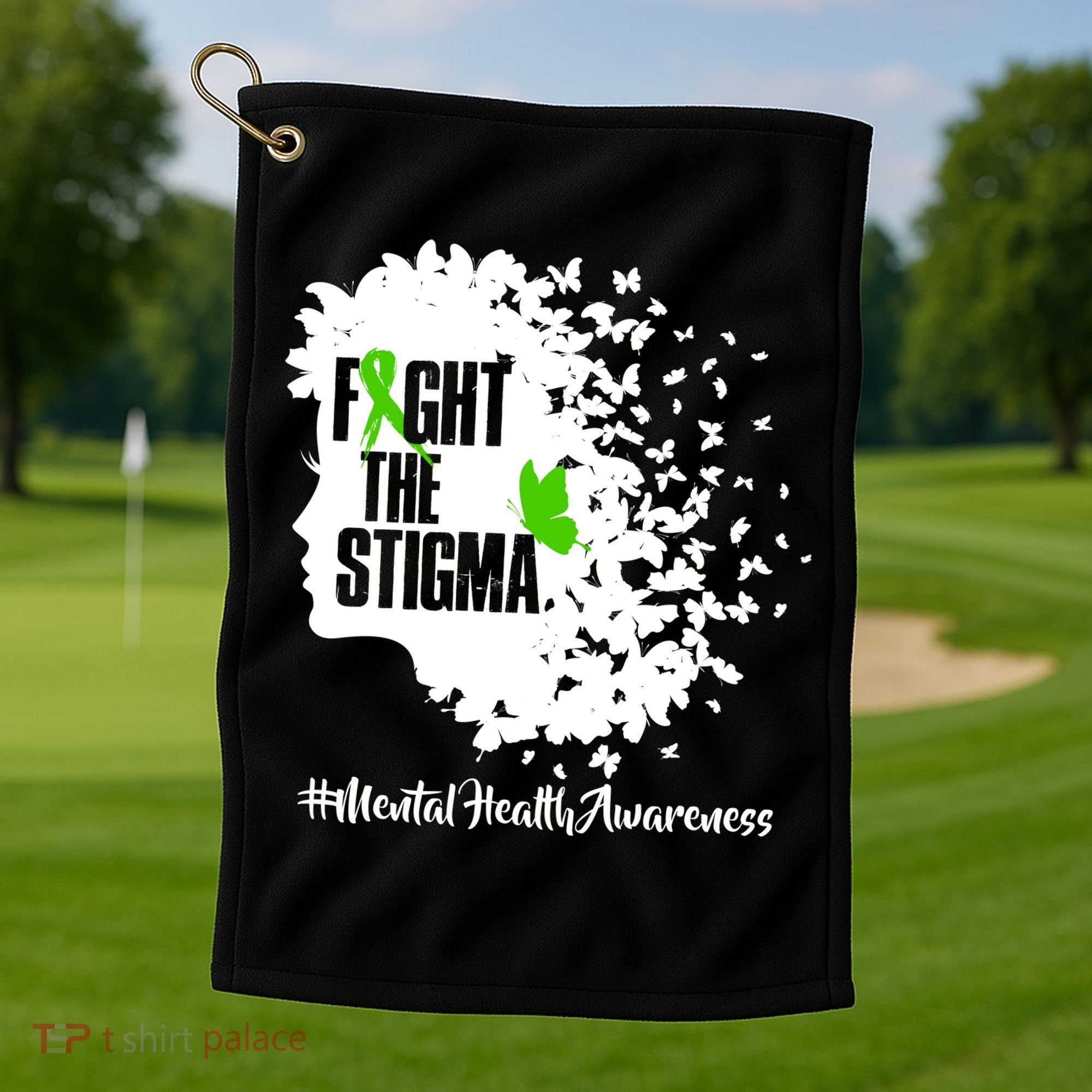 Fight The Stigma Butterflies Mental Health Golf Towel