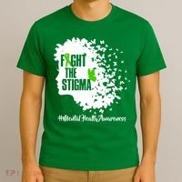 Fight The Stigma Butterflies Mental Health T-Shirt thumb 3