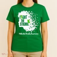Fight The Stigma Butterflies Mental Health T-Shirt thumb 4
