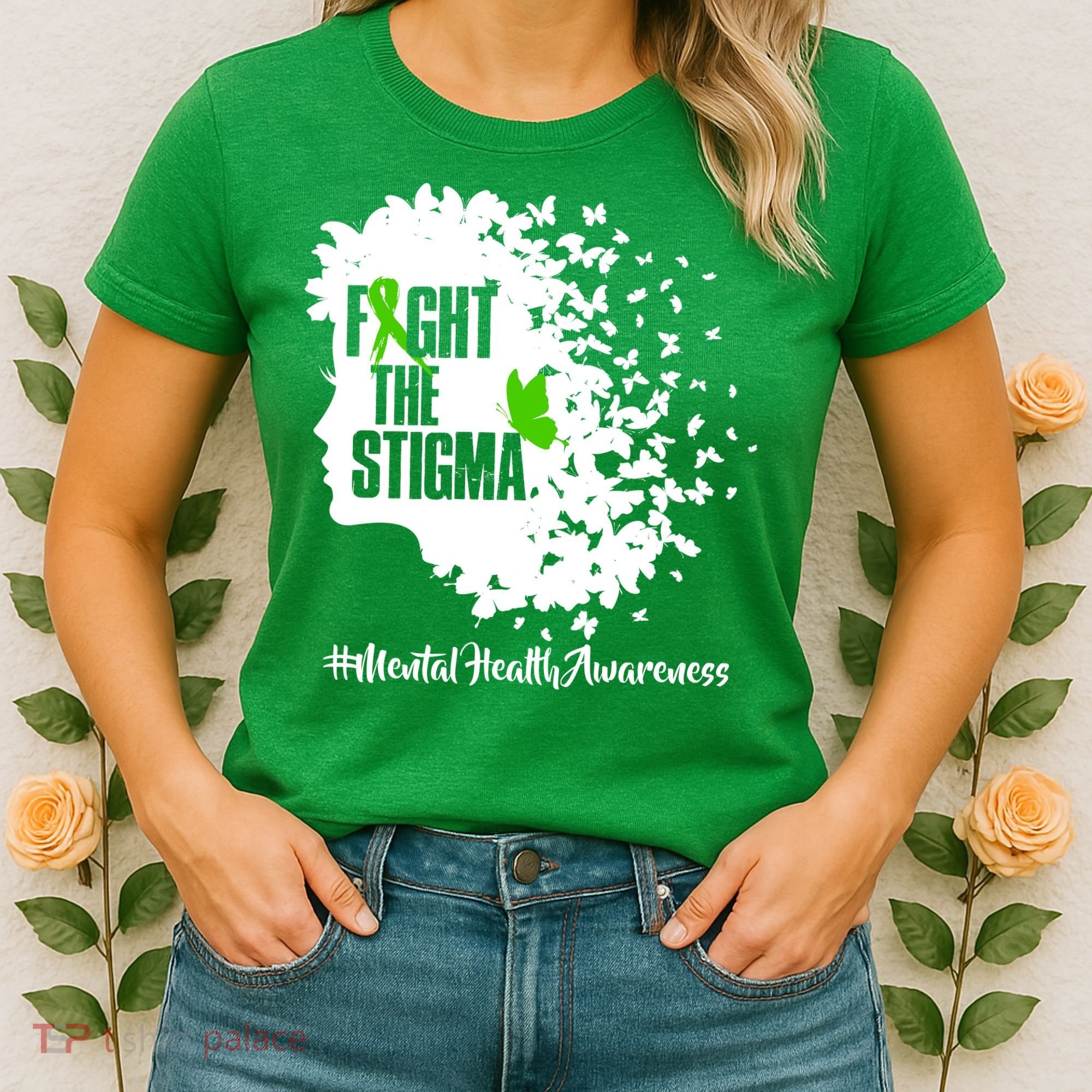 Fight The Stigma Butterflies Mental Health Women's T-Shirt