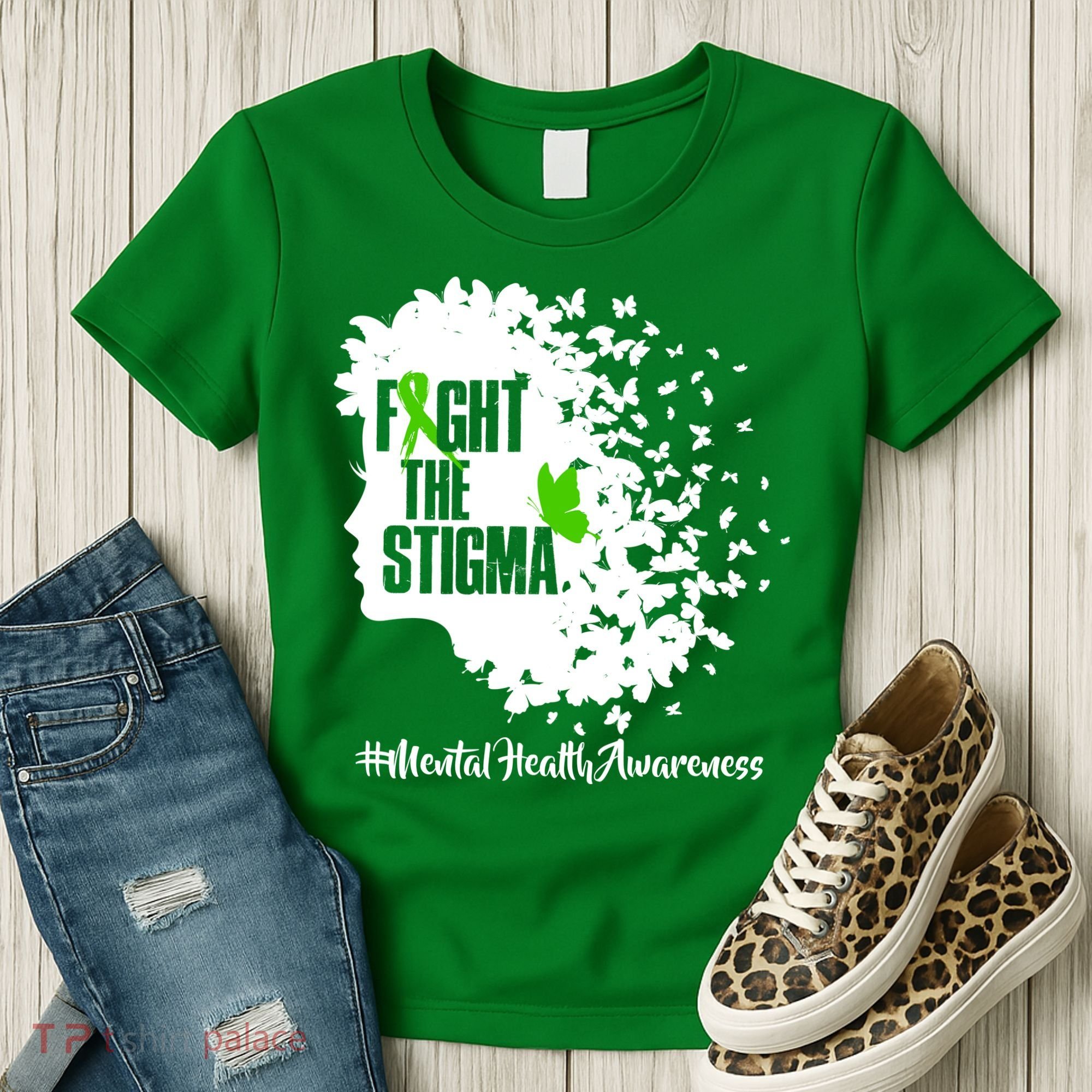 Fight The Stigma Butterflies Mental Health Women's T-Shirt