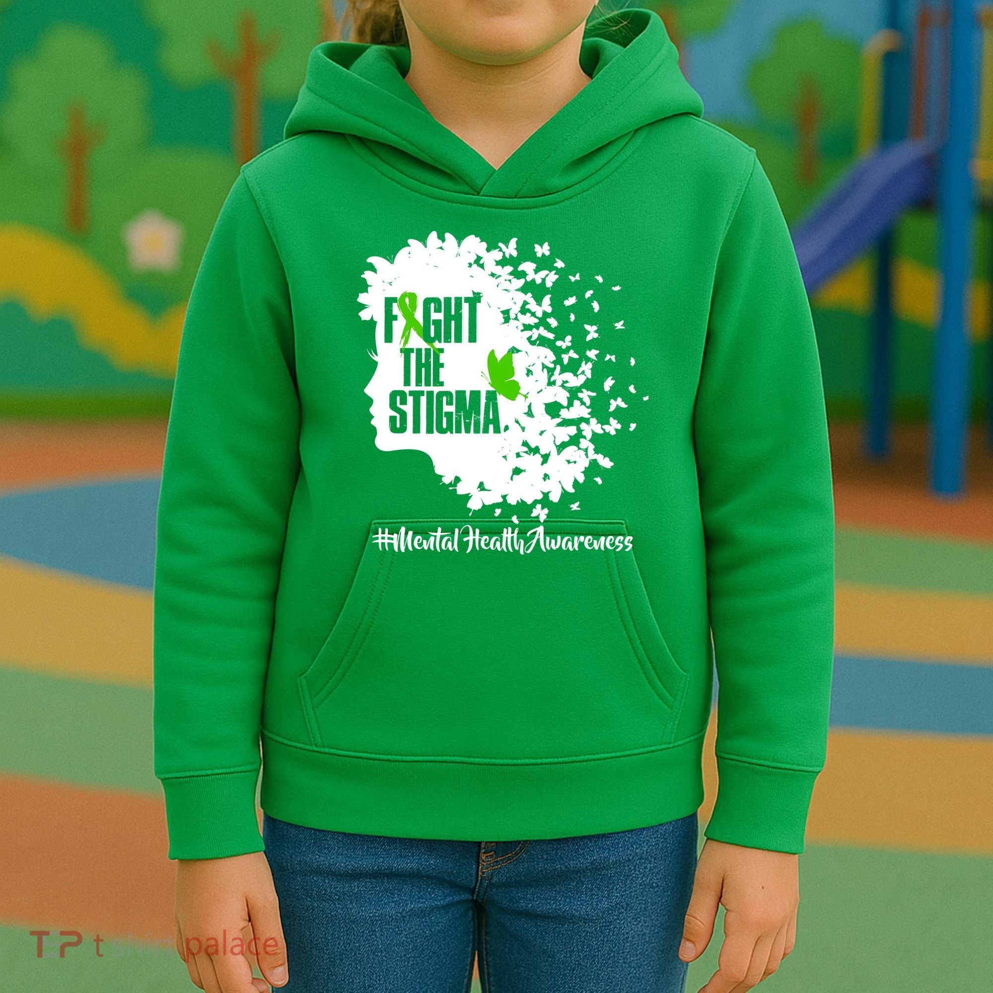 Fight The Stigma Butterflies Mental Health Kids Hoodie