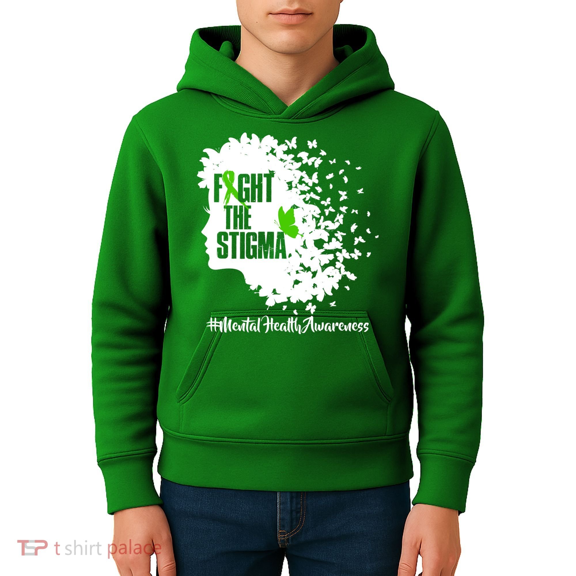 Fight The Stigma Butterflies Mental Health Kids Hoodie