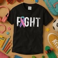 Fight Thyroid Cancer Kids T-Shirt thumb 3