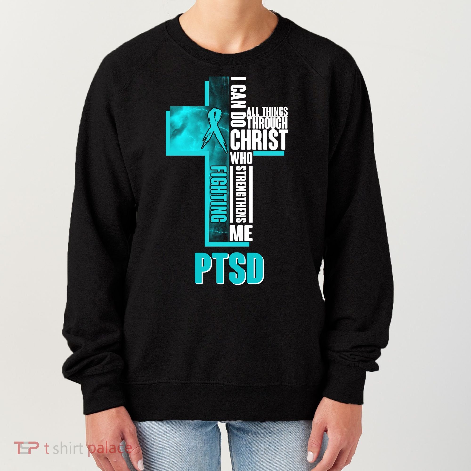 Fighting PTSD Awareness Cross Women's Sweatshirt