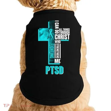 Fighting PTSD Awareness Cross Doggie Tank