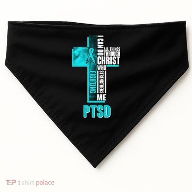 Fighting PTSD Awareness Cross USA-Made Doggie Bandana