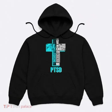 Fighting PTSD Awareness Cross Hoodie