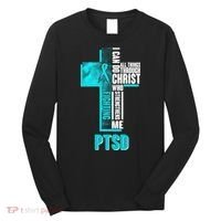 Fighting PTSD Awareness Cross Long Sleeve Shirt thumb 0