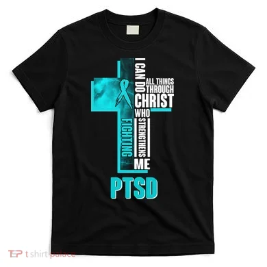 Fighting PTSD Awareness Cross T-Shirt