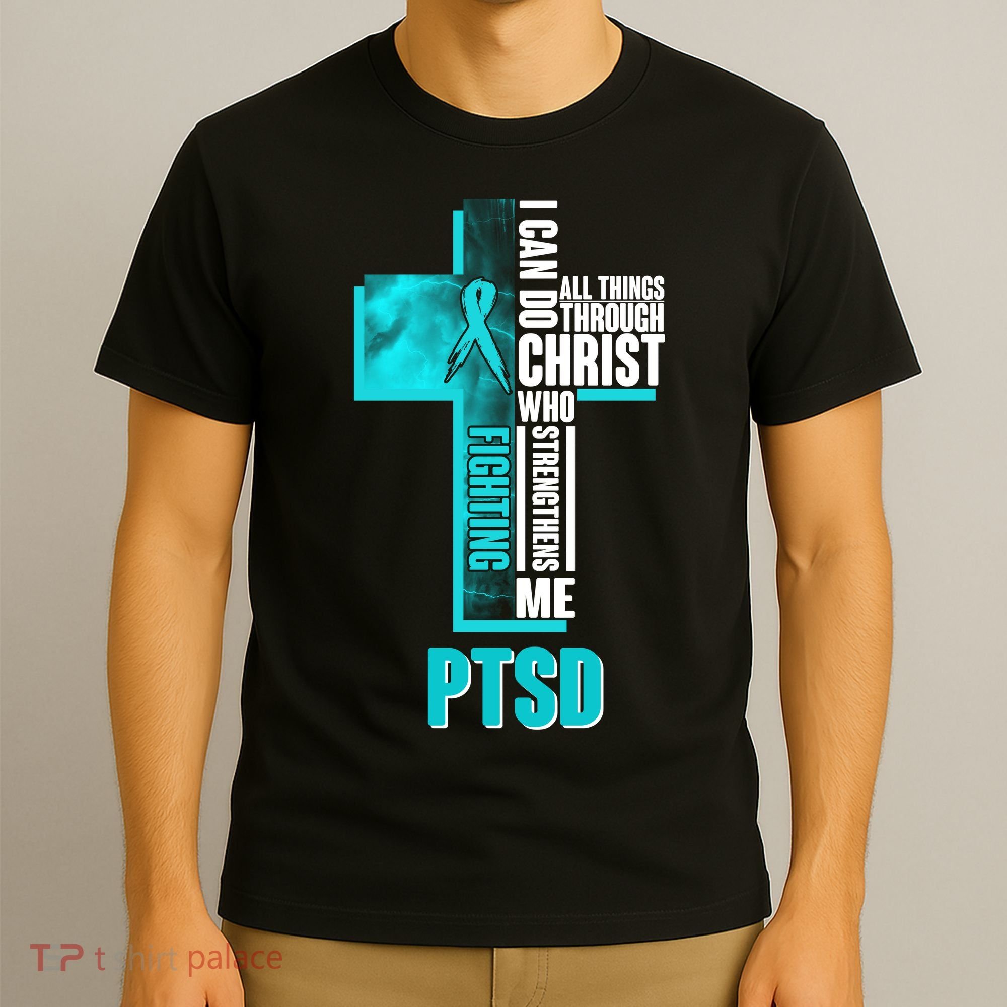 Fighting PTSD Awareness Cross T-Shirt