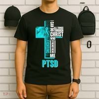 Fighting PTSD Awareness Cross T-Shirt thumb 6