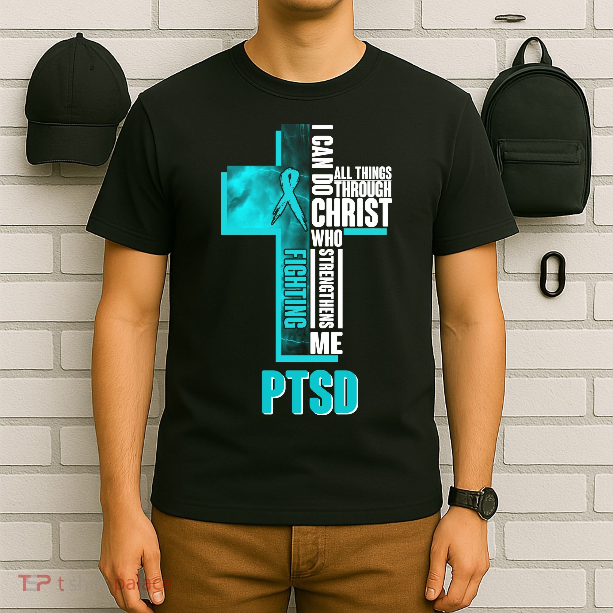 Fighting PTSD Awareness Cross T-Shirt
