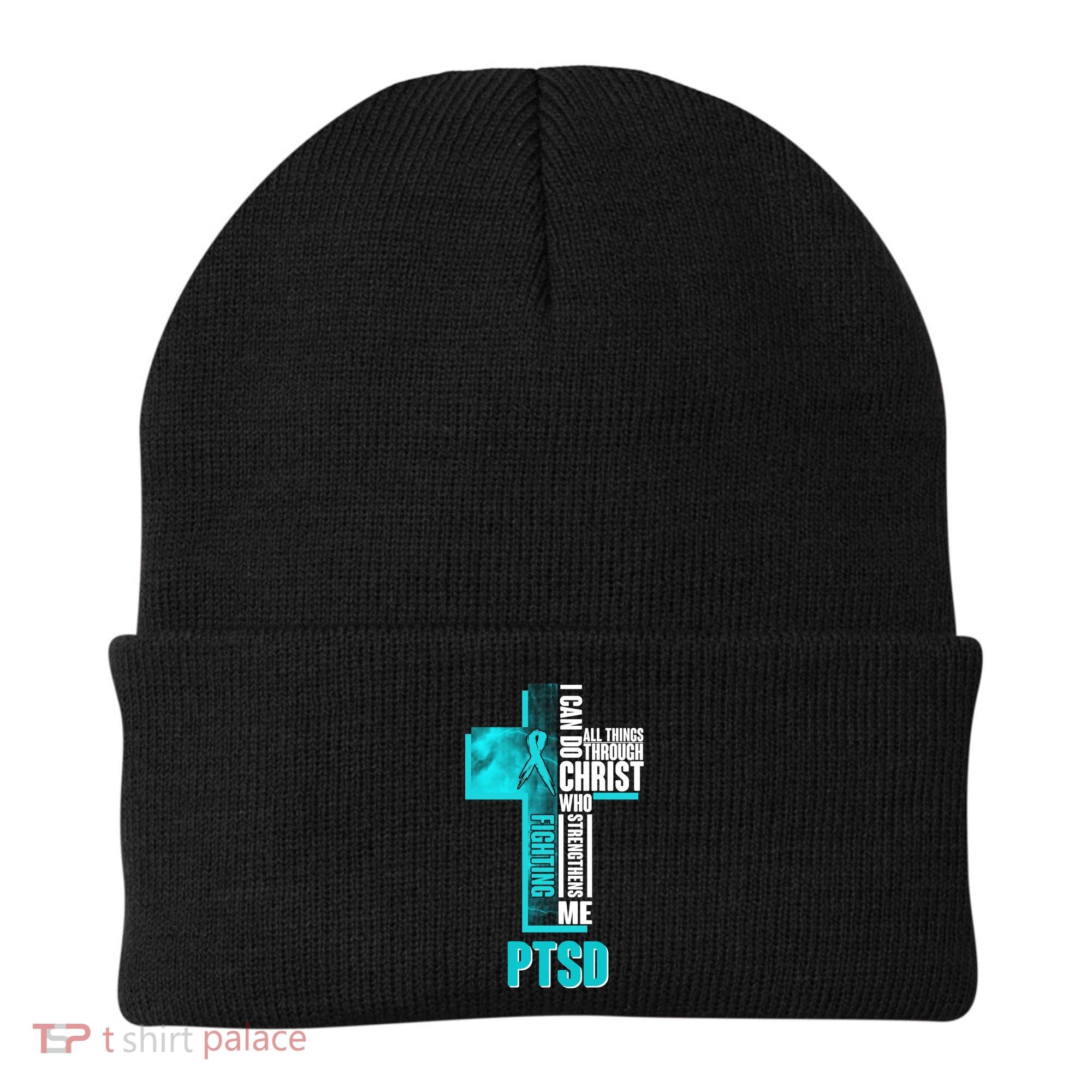 Fighting PTSD Awareness Cross Beanie