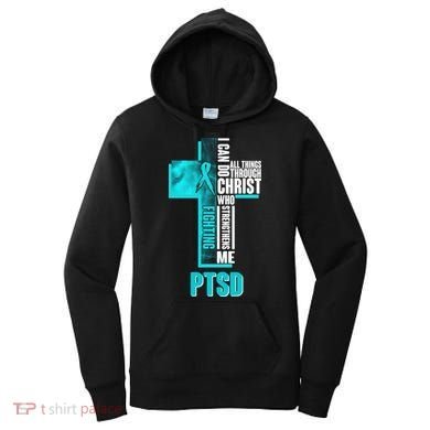 Fighting PTSD Awareness Cross Women's Hoodie