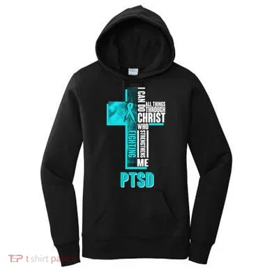 Fighting PTSD Awareness Cross Women's Hoodie