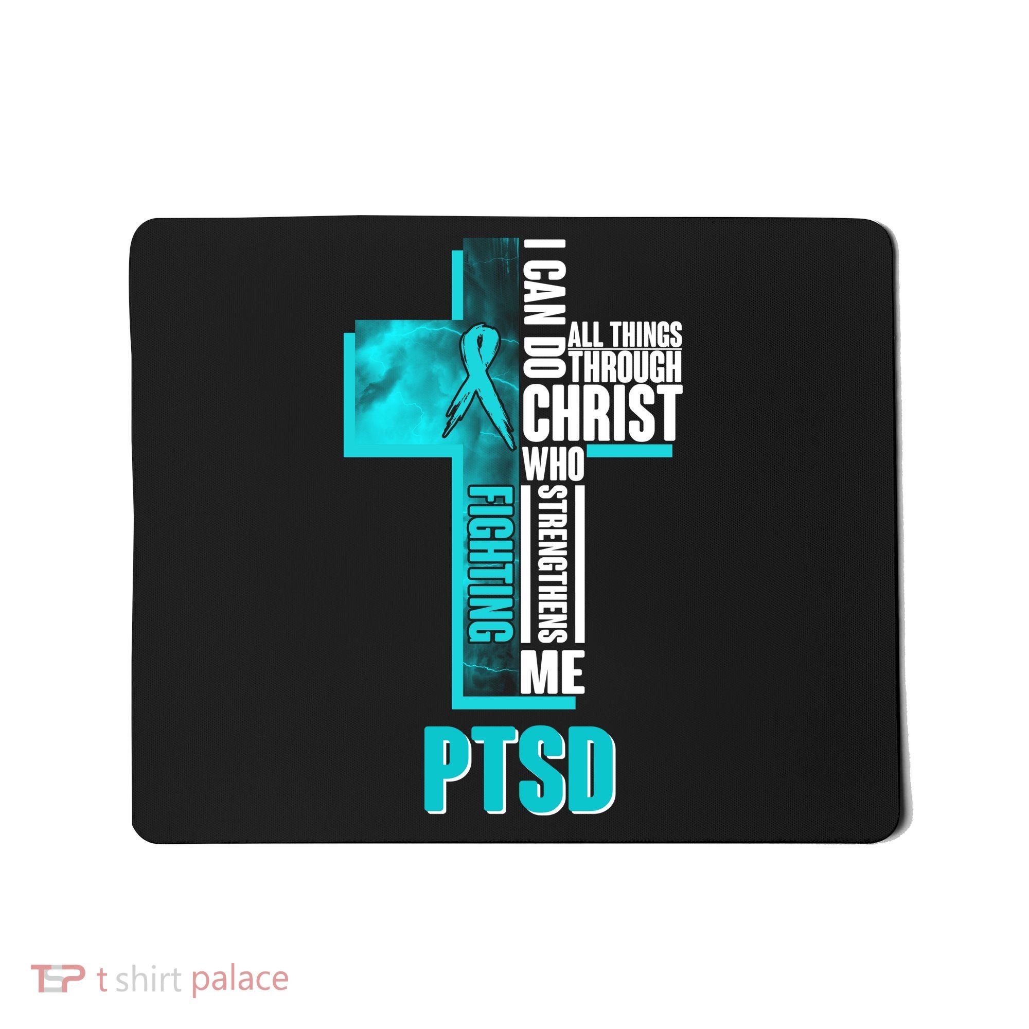 Fighting PTSD Awareness Cross Mousepad
