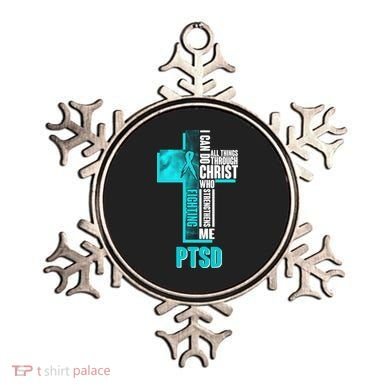 Fighting PTSD Awareness Cross Ornament
