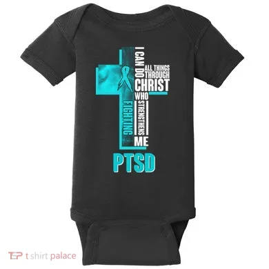Fighting PTSD Awareness Cross Baby Bodysuit