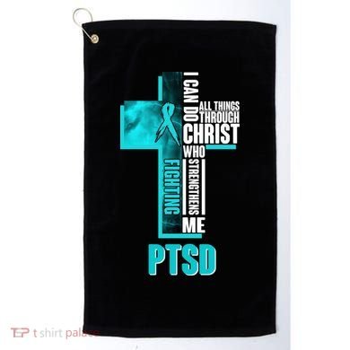 Fighting PTSD Awareness Cross Golf Towel