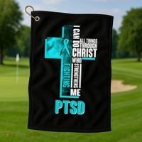 Fighting PTSD Awareness Cross Golf Towel thumb 1