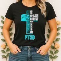 Fighting PTSD Awareness Cross Women's T-Shirt thumb 2