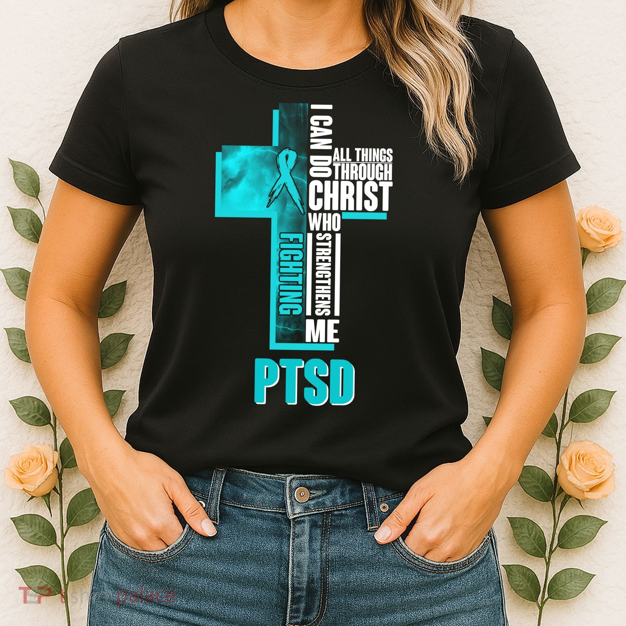 Fighting PTSD Awareness Cross Women's T-Shirt