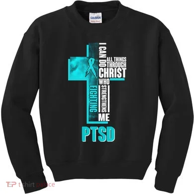Fighting PTSD Awareness Cross Kids Sweatshirt