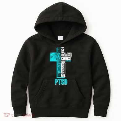 Fighting PTSD Awareness Cross Kids Hoodie
