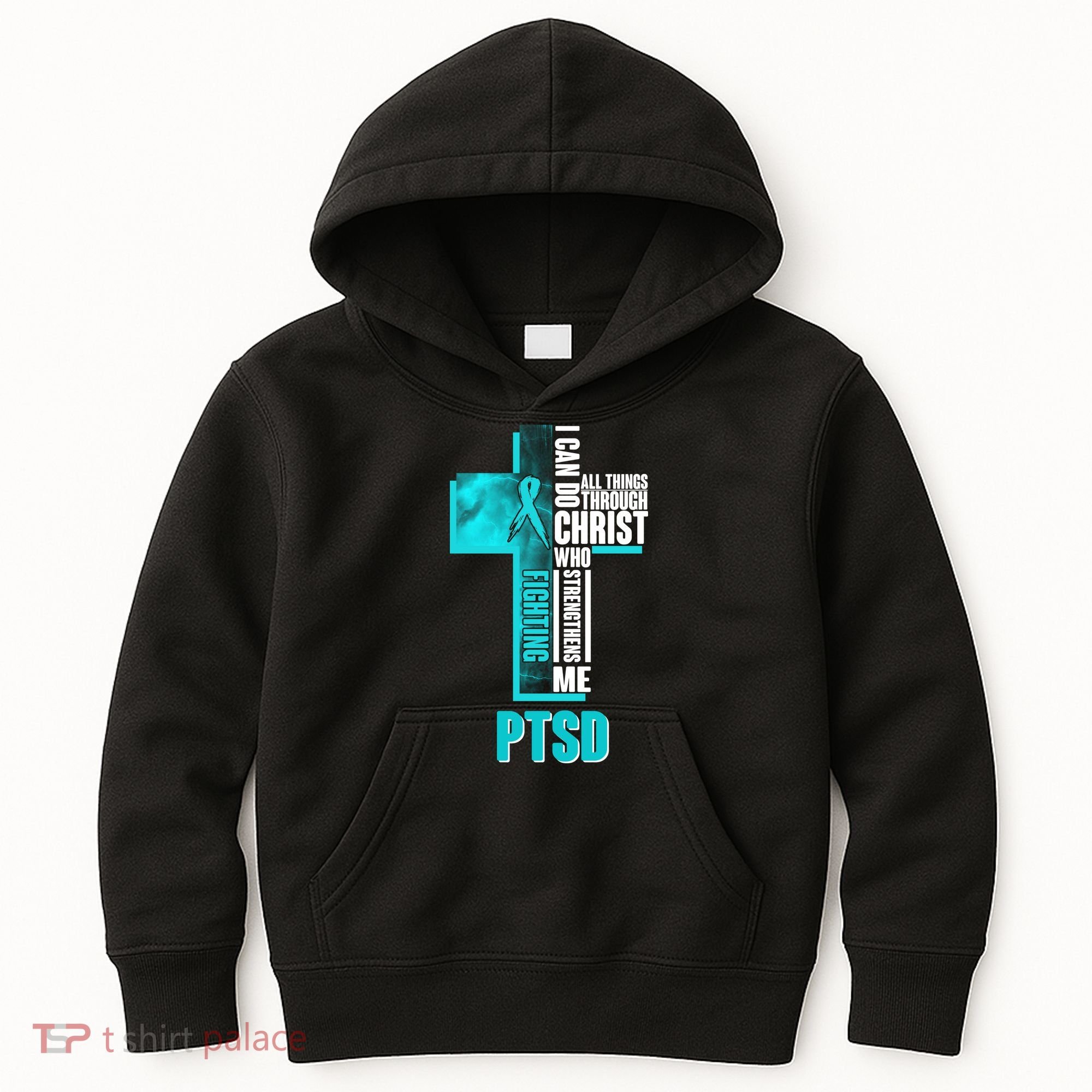 Fighting PTSD Awareness Cross Kids Hoodie