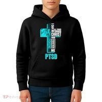 Fighting PTSD Awareness Cross Kids Hoodie thumb 4