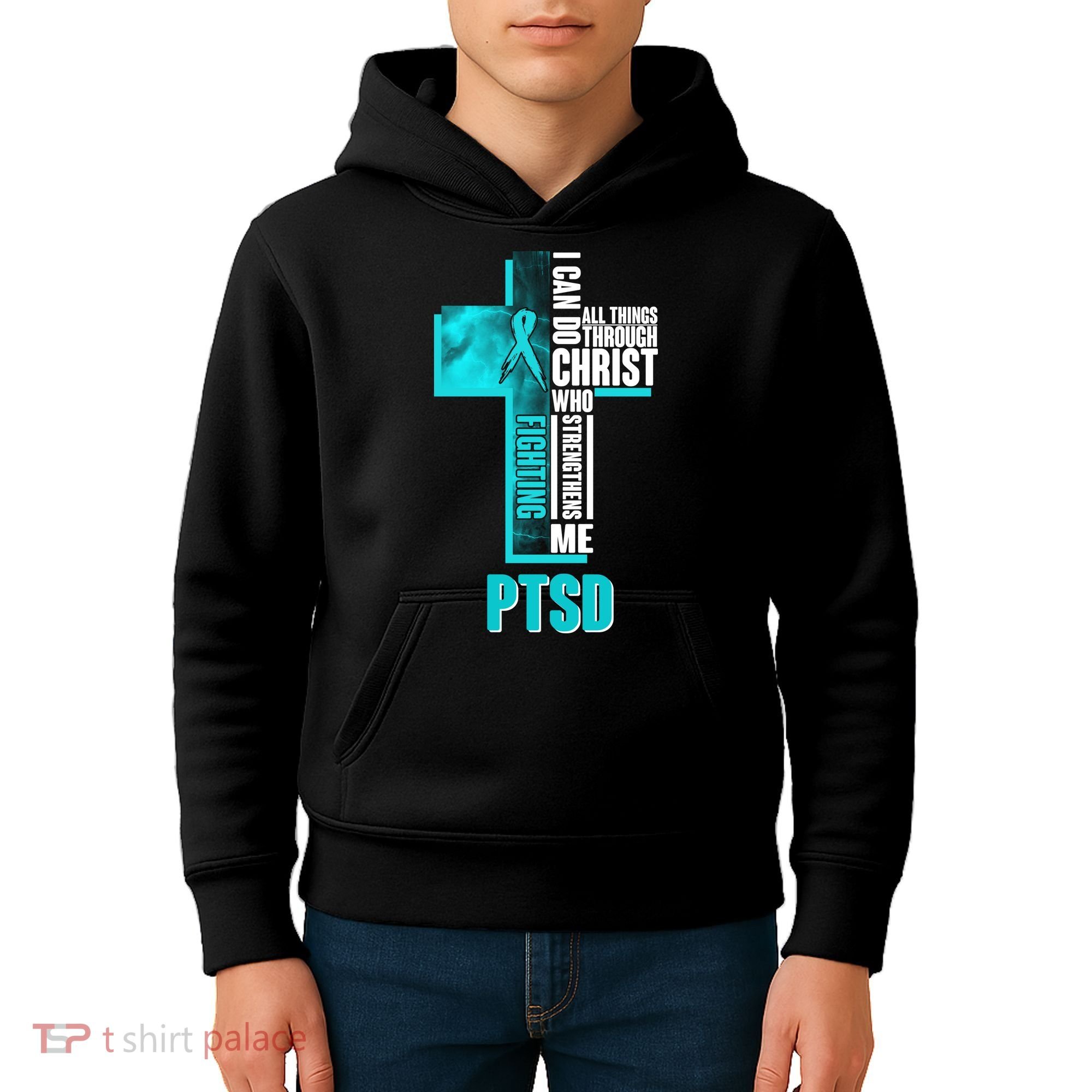 Fighting PTSD Awareness Cross Kids Hoodie