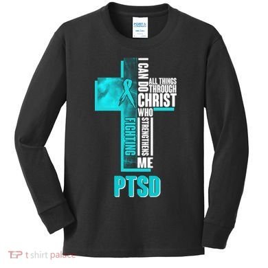 Fighting PTSD Awareness Cross Kids Long Sleeve Shirt