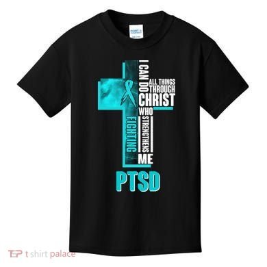 Fighting PTSD Awareness Cross Kids T-Shirt