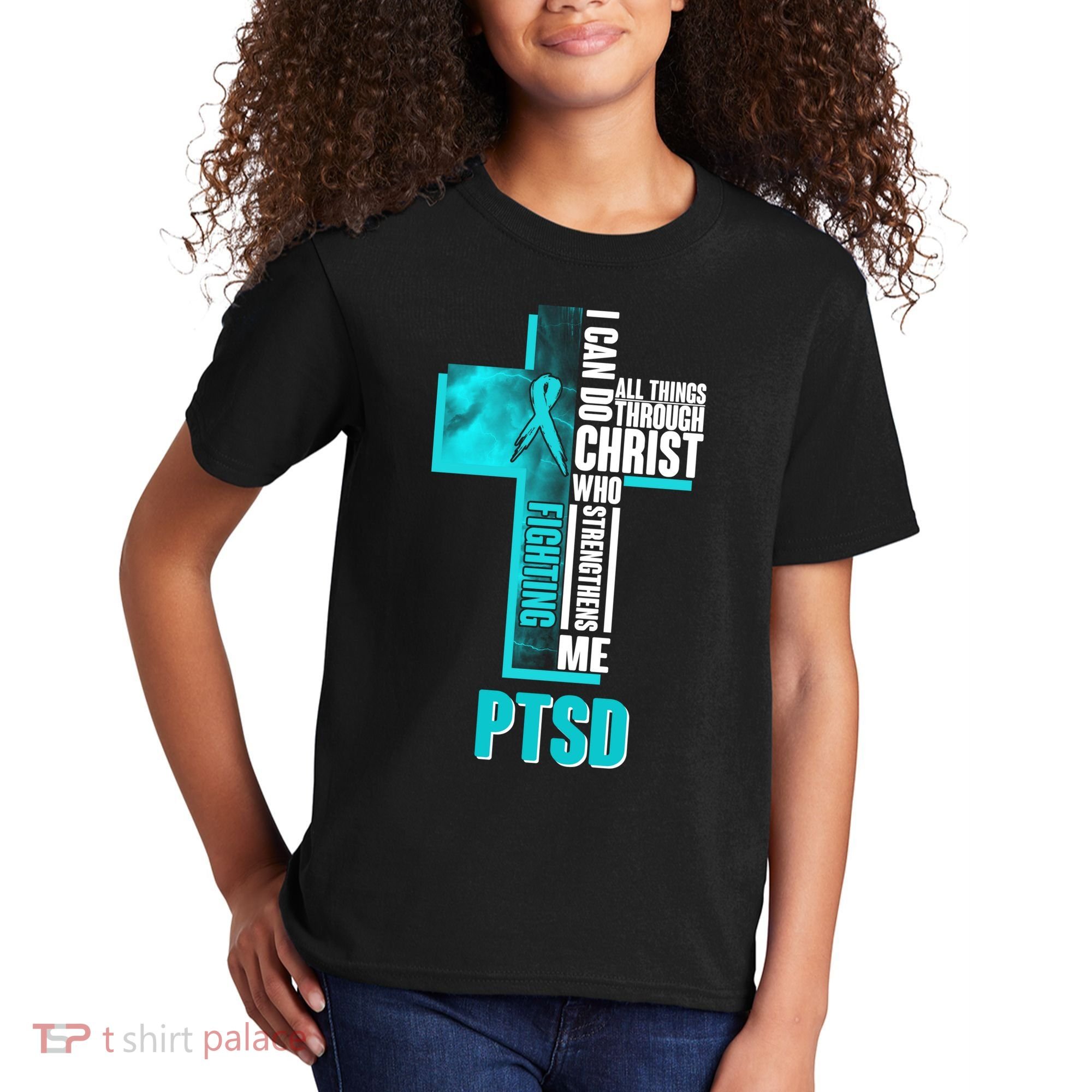 Fighting PTSD Awareness Cross Kids T-Shirt